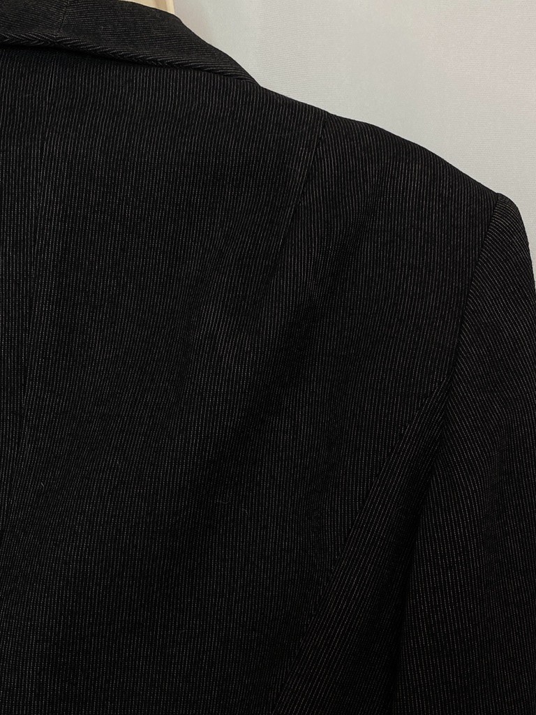 Vintage 1950s black wool jacket S WALDA SCOTT dark gray pinstripes blazer
