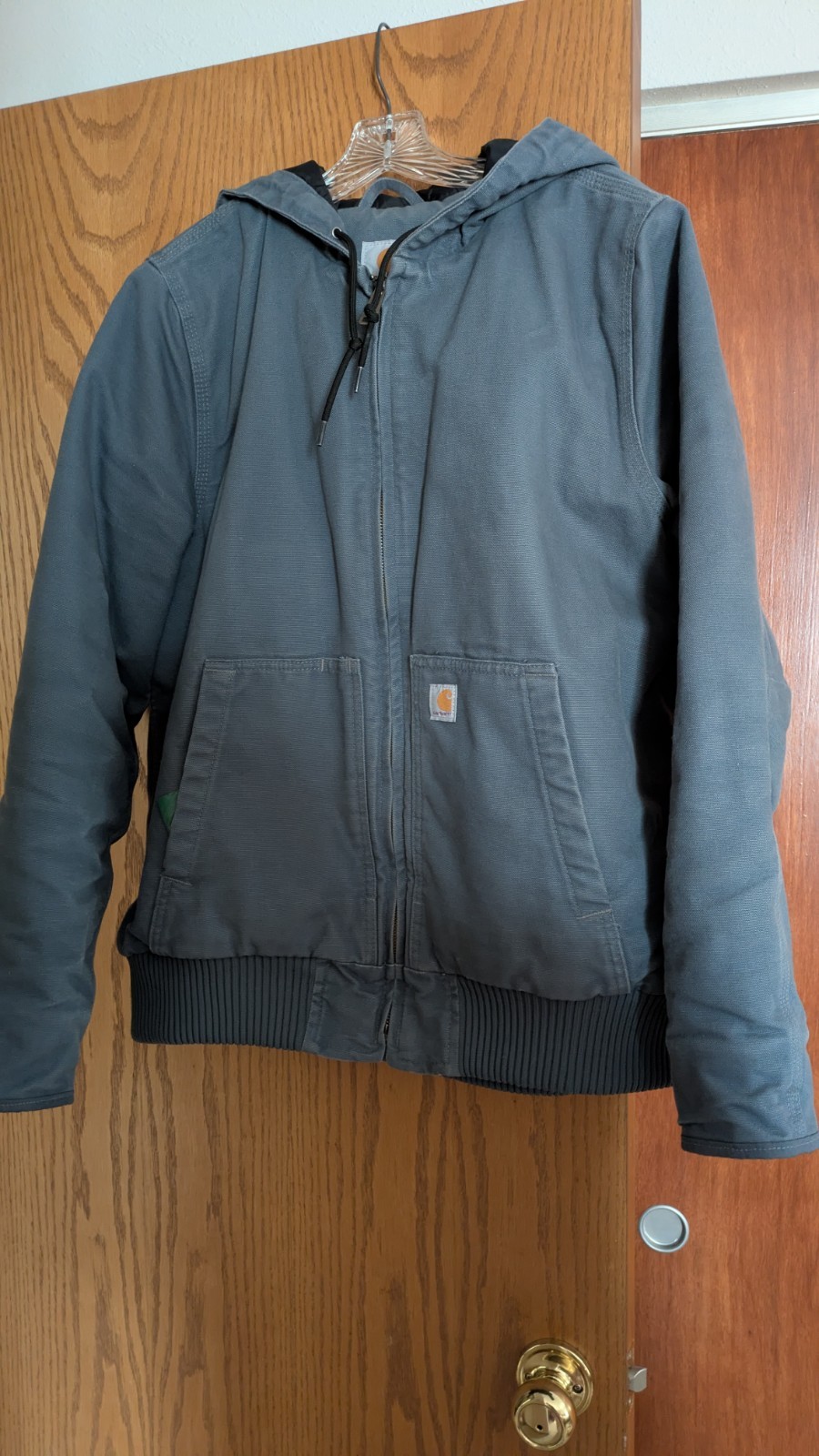 Women’s Vintage Carhartt XL Canvas Work Chore Coat Hooded Warm Gravel Color