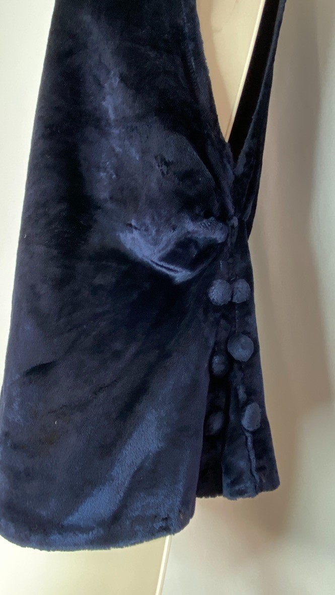 Vintage 1910s 1920s blue silk velvet top XS S sleeveless blouse pullover antique