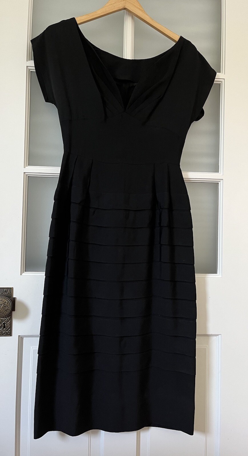 Vintage Stunning 1940’s 40’s Black Bombshell Dress Pinup S Fits 6 Large Chest