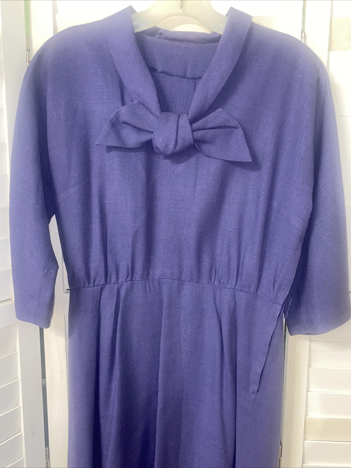 Vintage 50s Handmade Purple Cotton Twill Pencil Sheath Dress Size Small