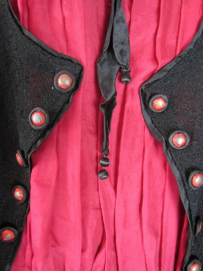 Dress Ladies Woman’s True Vintage 1930’s – Black Wool, Silk – Early Art Deco