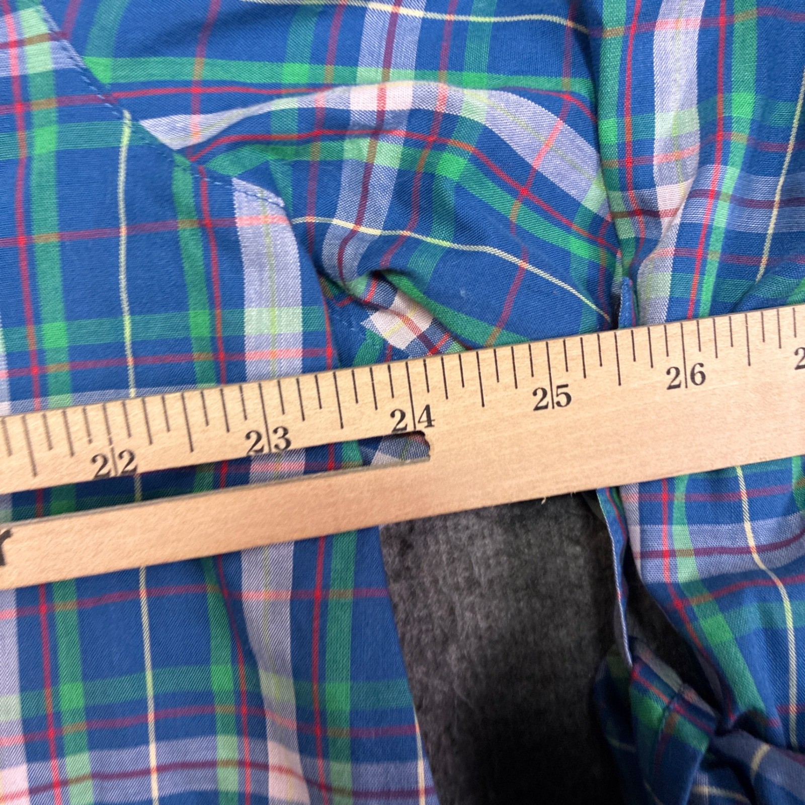 Vintage Levi Strauss & Co Plaid Blouse Women 44 Blue Green 3/4 Sleeve Large West