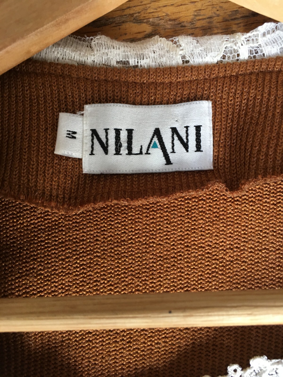 Nilani Vintage Brown Knit Sweater and Skirt Set Womens Medium As Is