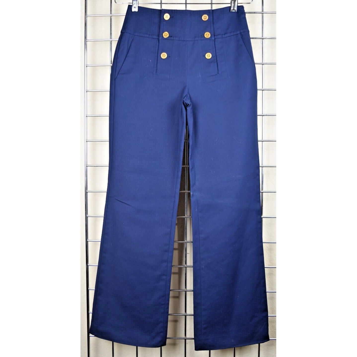 Vintage Ralph Lauren Pants Size S/M 90s Navy Blue Golden Metallic Sailor Buttons