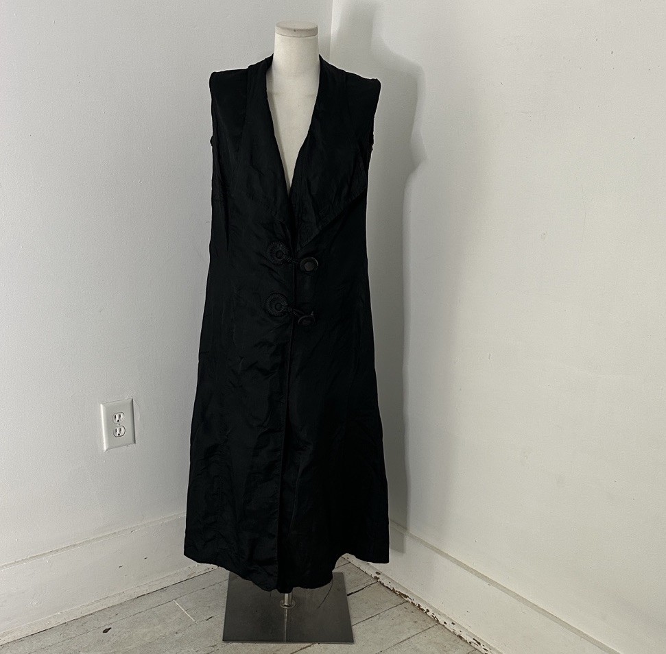 Antique Mourning Era Edwardian Black Duster Overcoat