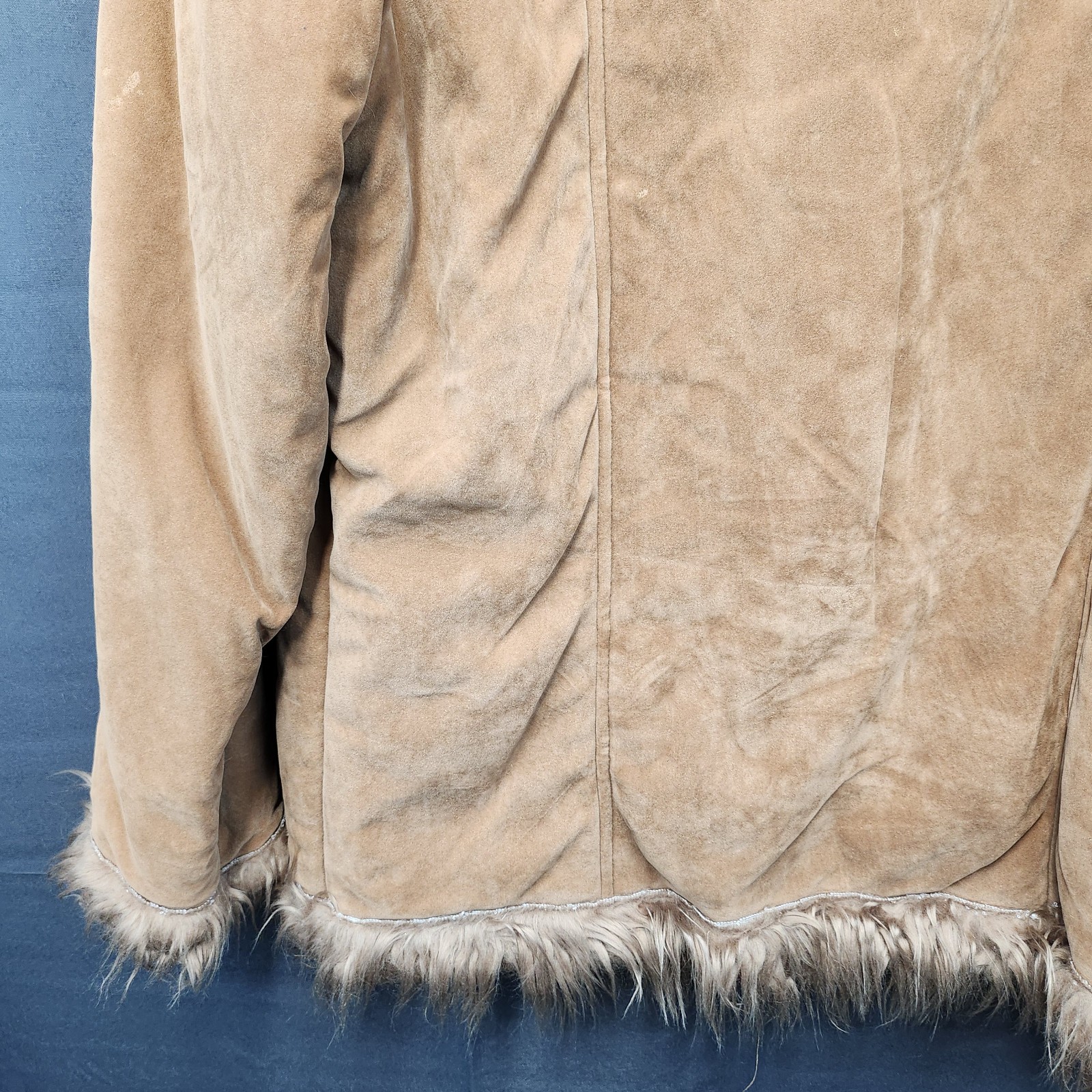 Y2K Vintage Suede Oscar Sports Coat Women’s Faux Fur Boho Hippie XXL