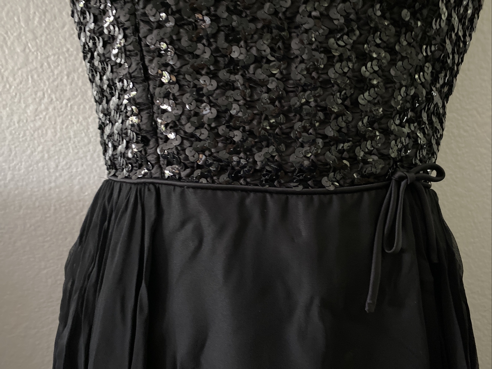 Vintage 1960s Another Ann Barry Jr. Black Sequin Princess Style Dress Size 9