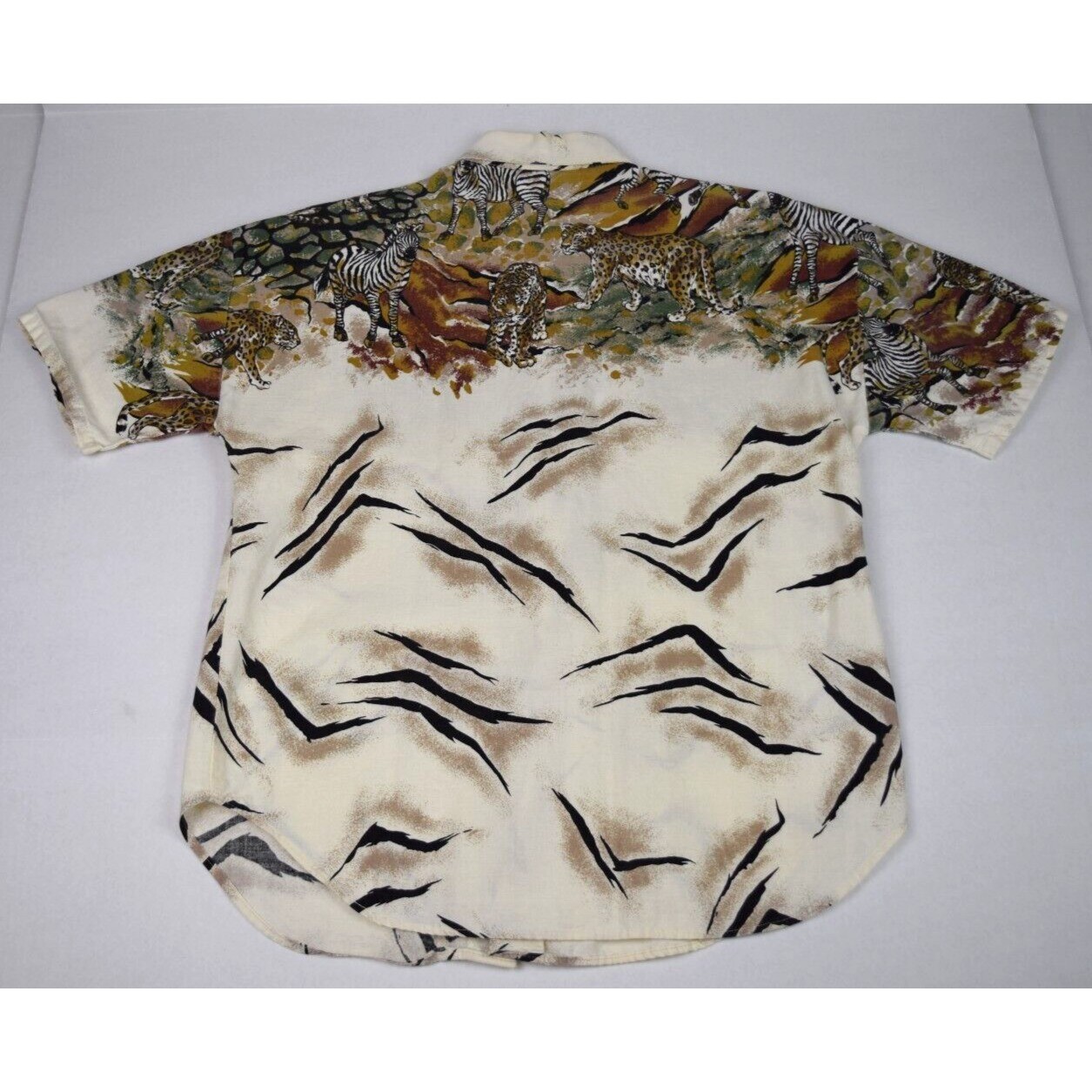 Vintage Animal Print Safari Shirt Size S/M 90s Denim Republic Leopard Scratches