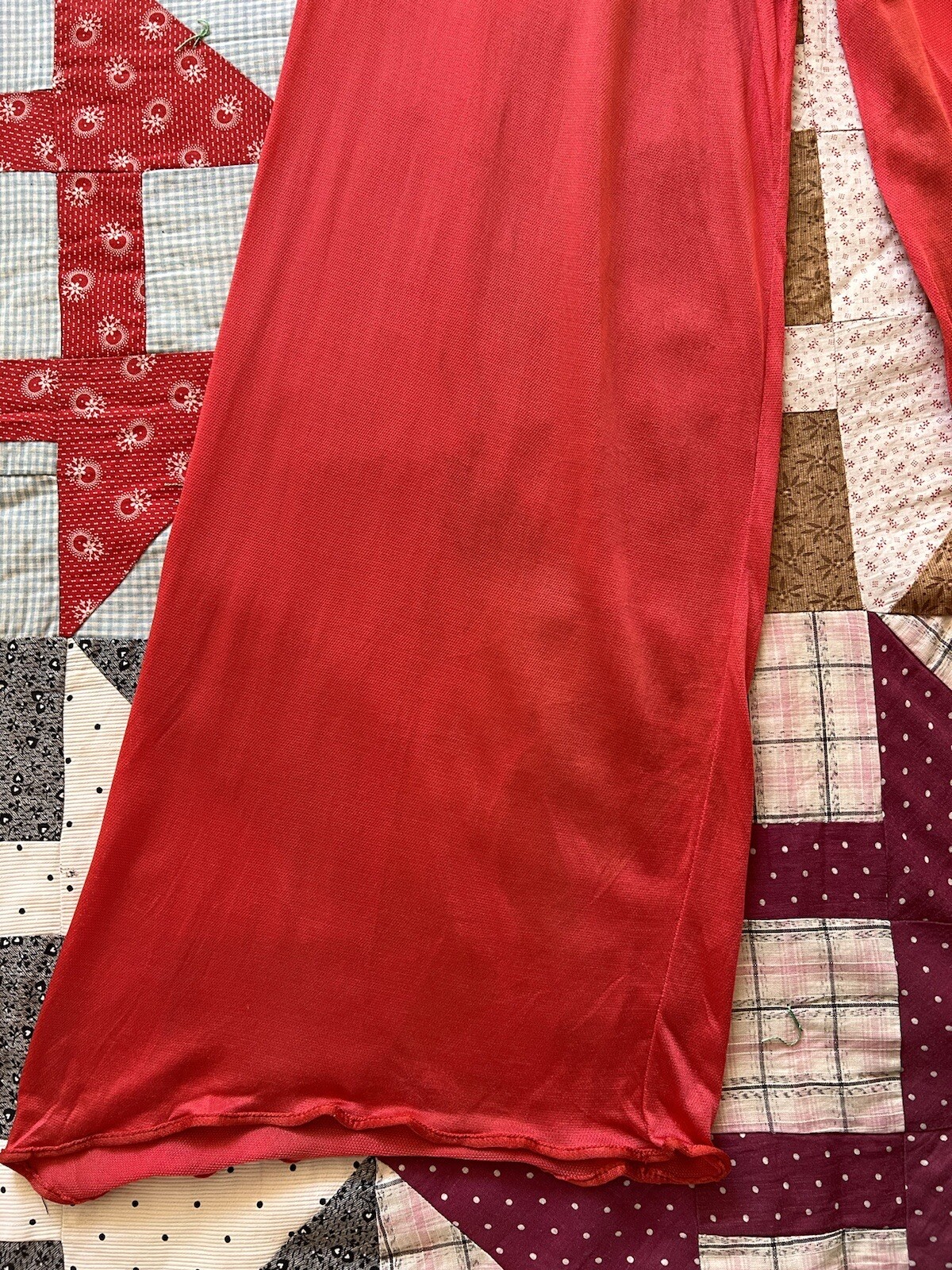 Vintage 1930s Red & Cream Trompe L’Oeil Rayon Jersey Beach Pajamas Jumpsuit Deco