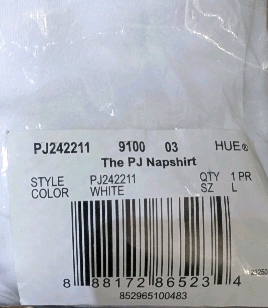 HUE The PJ Napshirt White Large Button Front Sleep Shirt Nightgown NEW NWT $46