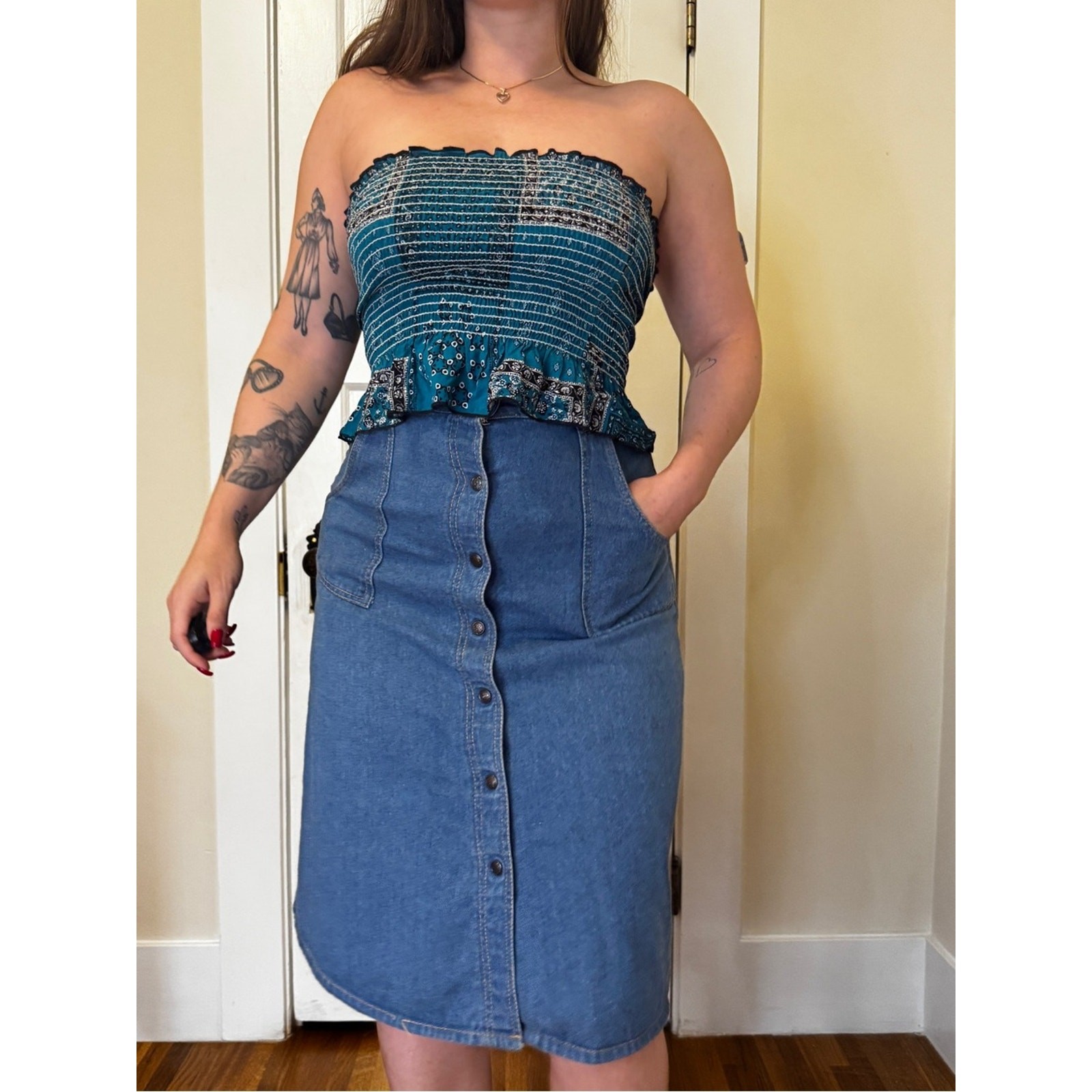 Y2K does 70s Bandana Print Stretch Tube Top Sz L