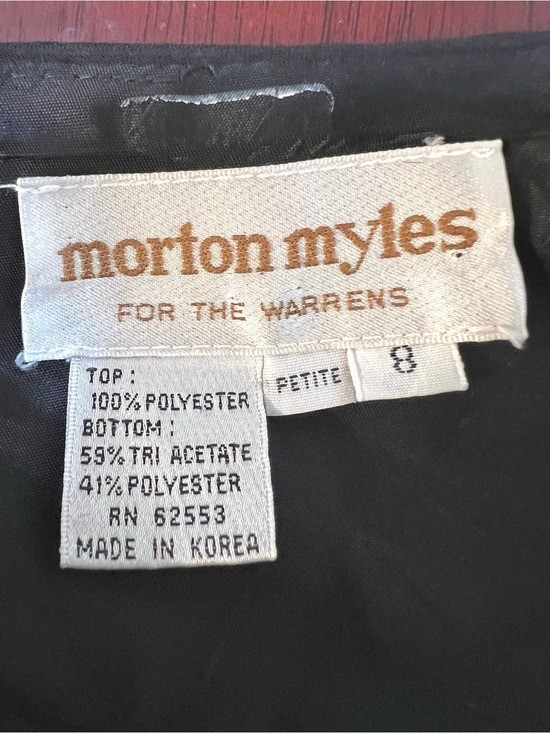 Vintage revival 1950 black cocktail dress Morton Myles crepe crinkled chiffon 8P