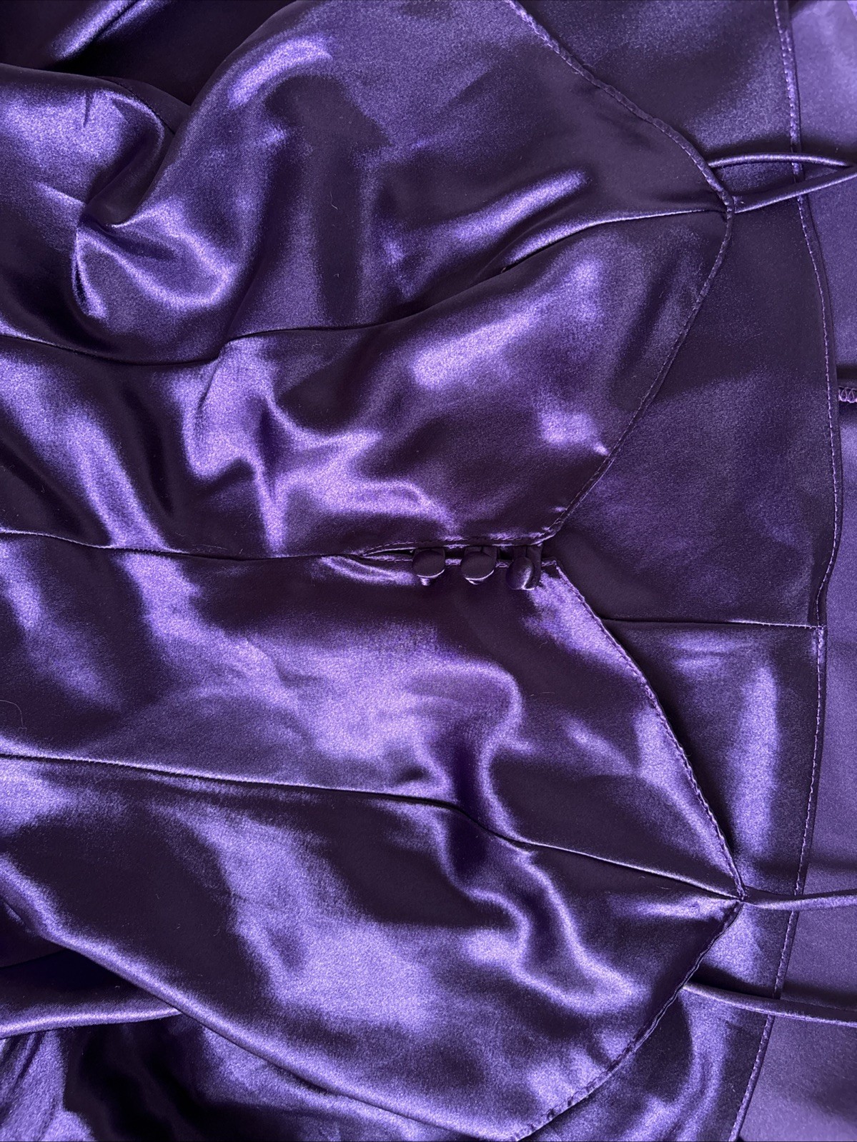 Shiny Romance Du Jour Purple Satin Vintage Slip Dress Flounce Skirt Size M USA