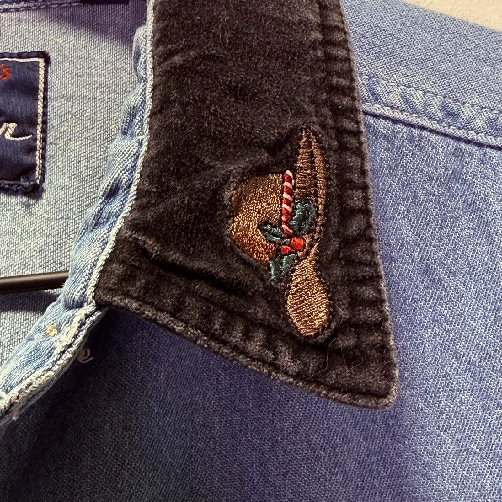 90s Let’s Quiz Again Ugly Christmas Denim Shirt Western Cowboy Cats L Cat Lady