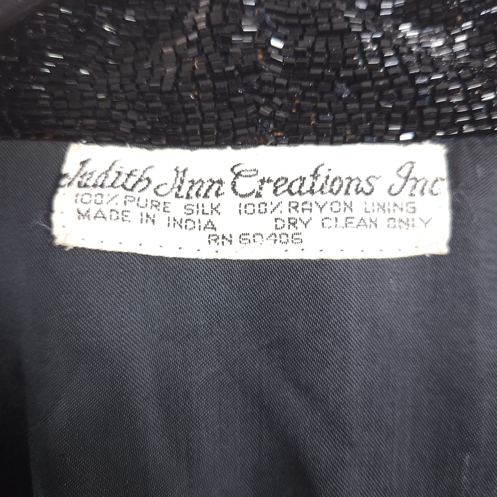 Vintage Judith Ann Creations Sequin Beaded Silk Jacket Floral Leaf Design