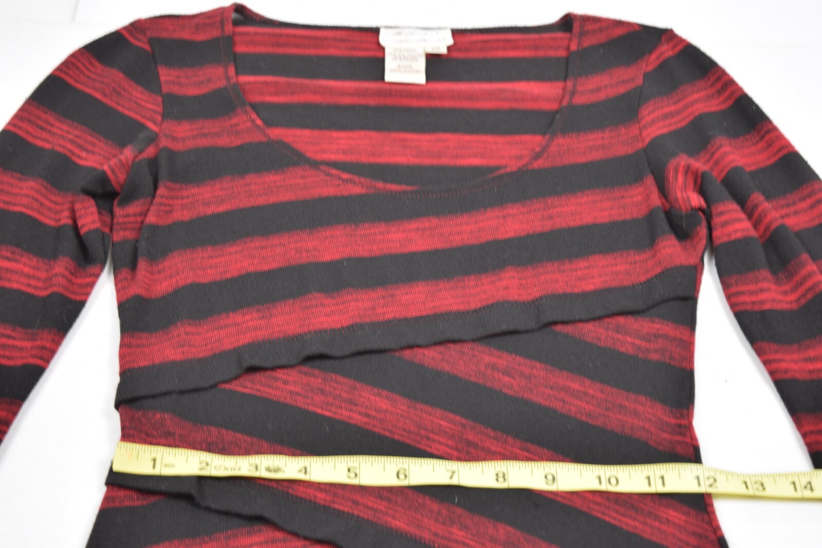 Vintage Mini Dress MSSP Size XS 90s Black Red Striped Bandage Style Soft Stretch
