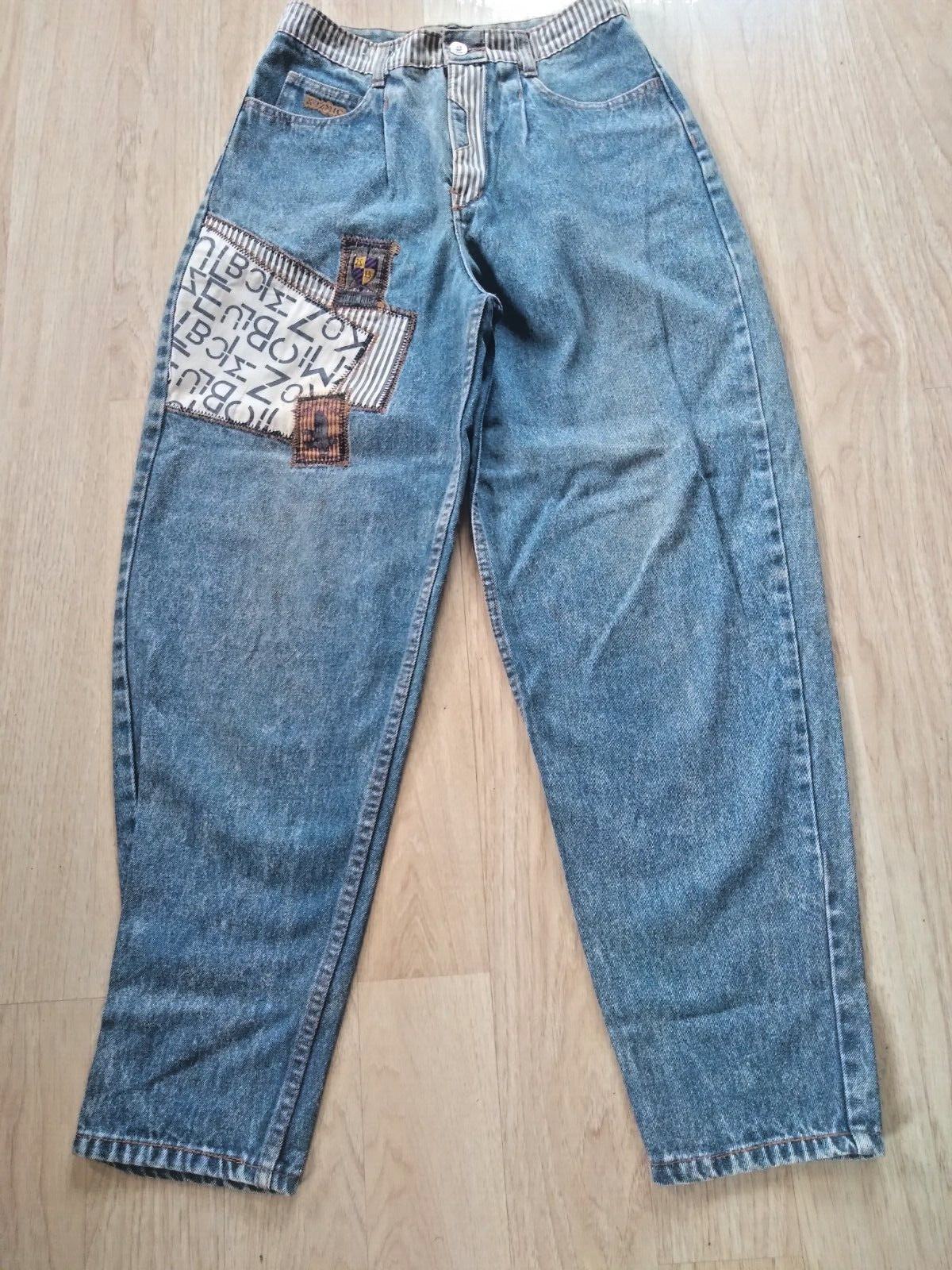 80s Vintage Kozmic Blues Acid Wash Patchwork Jeans 29 Small
