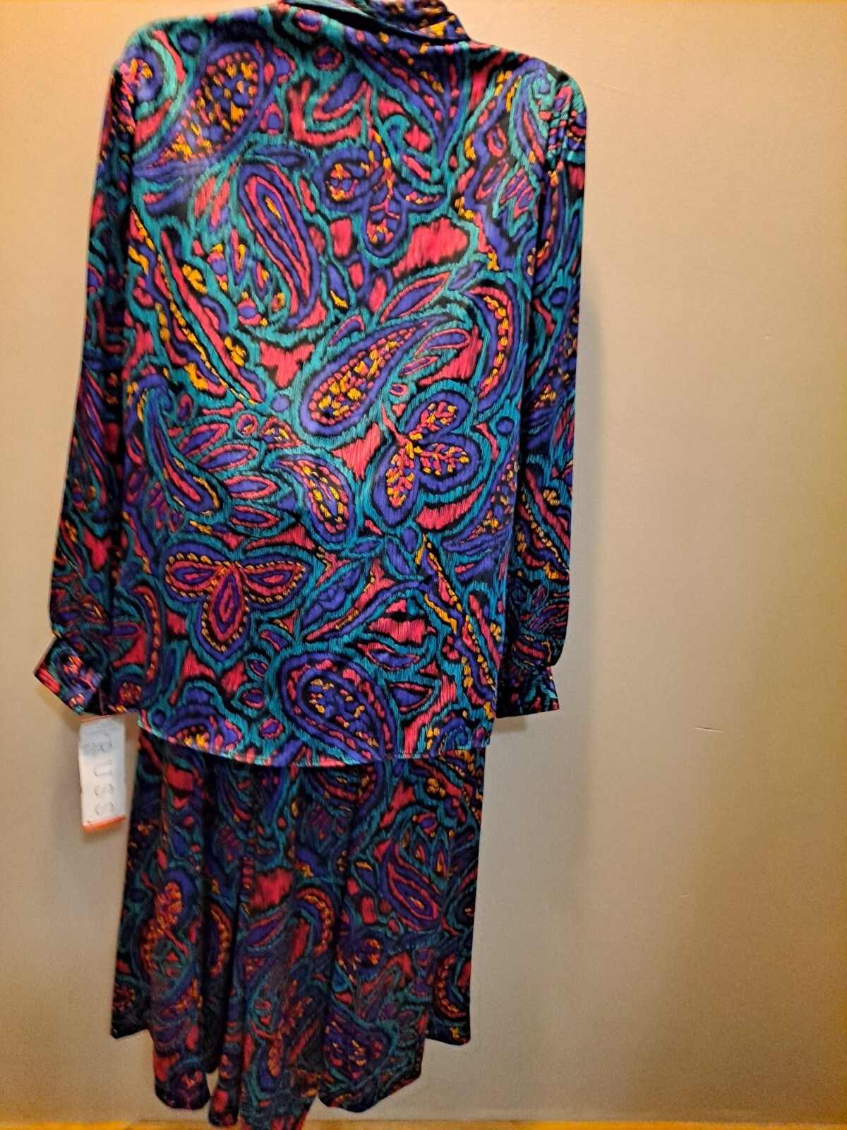 Vintage 80’s/90’s Russ 2 Piece Skirt Blouse Set Satin Floral Size 14 New