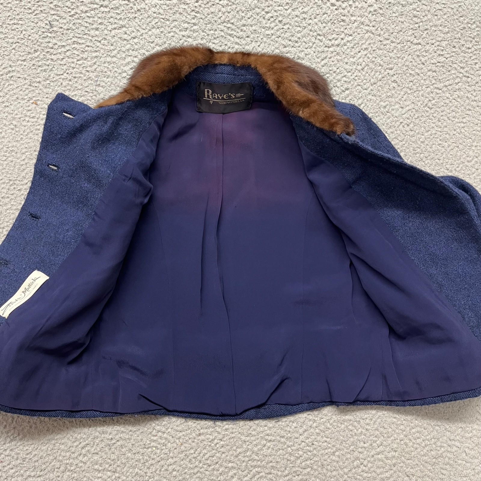 Vtg Zelinka Matlick Jacket Womens S Blue Forstmann Virgin Wool Fur Old Hollywood