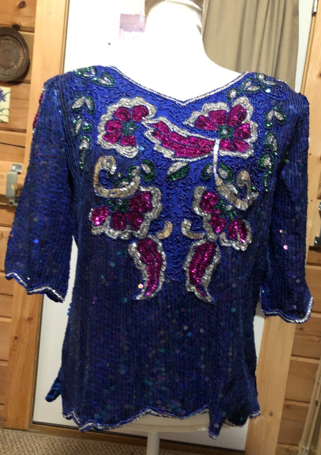 Elegagance brand by Anujan sequin beaded Dressy Evening Top sz S