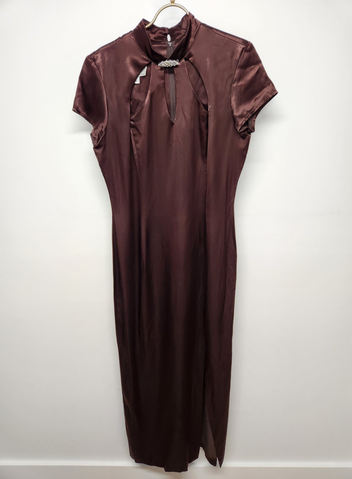 Vintage Gunne Sax By Jessica McClintock Women’s Brown Maxi Satin Dress, Sz 13/14