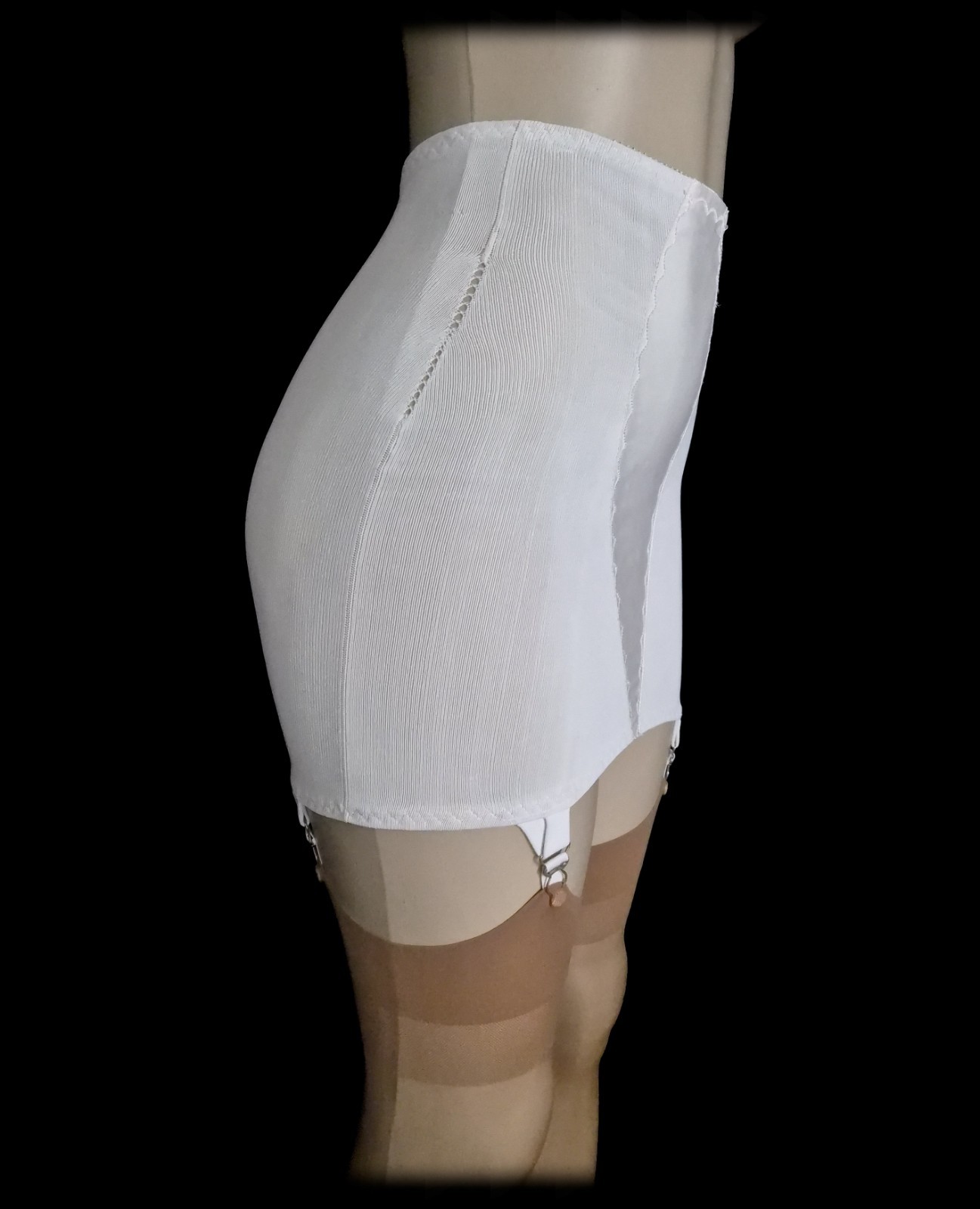 Vintage 50s SILF SKIN Shiny SATIN Open Bottom GIRDLE Skirt TIGHT Garters ~ M