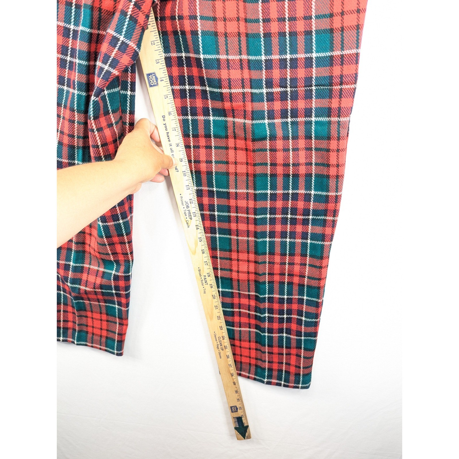 Vintage Blair Plaid Wool Blend Pants Red Green Tartan Elastic Waist Size 16