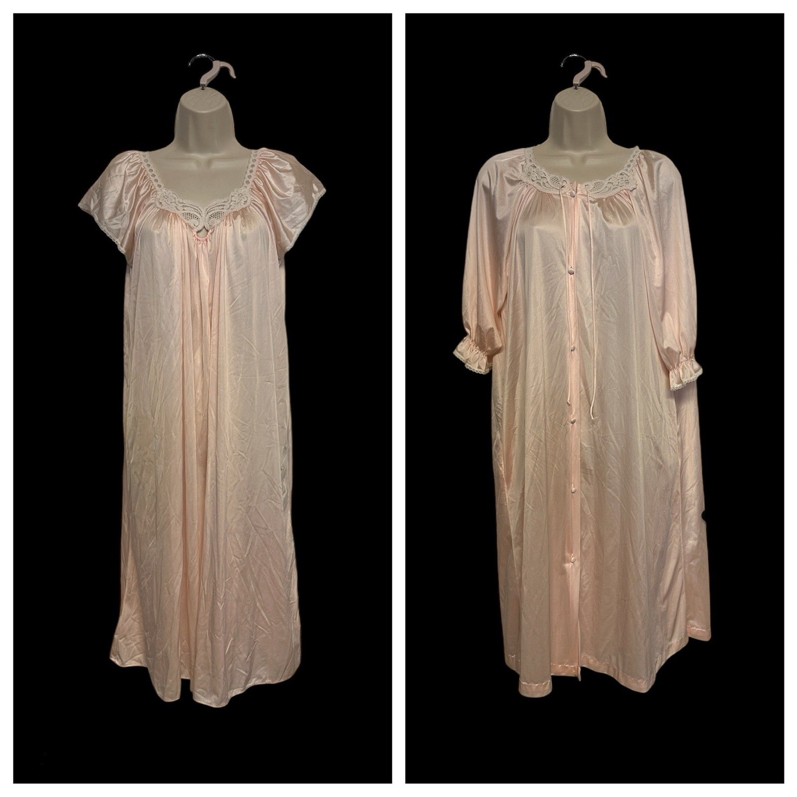 JC Penney Womens Misses Nightgown and Robe Pink Peach Colored Size M