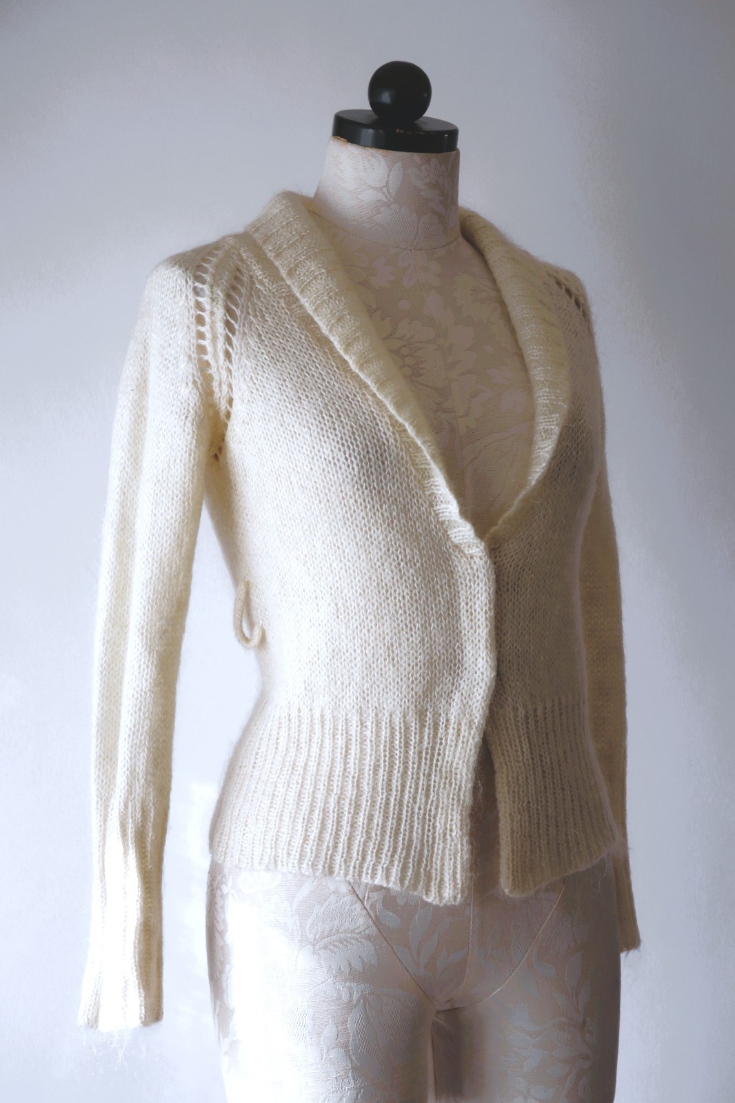 Y2K Isabel Marant Cream Fuzzy Mohair Romantic Cropped Cardigan Sweater Women XS