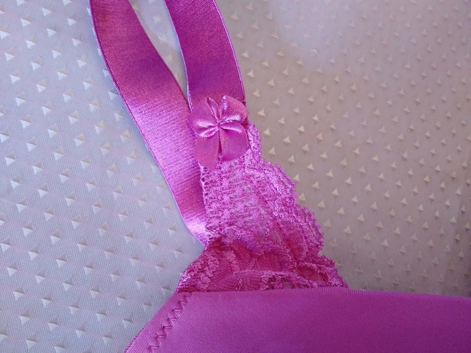 Bra NWT Vintage JC Penney Delicates SZ 42C Raspberry Pink Lace Detail 1 1935