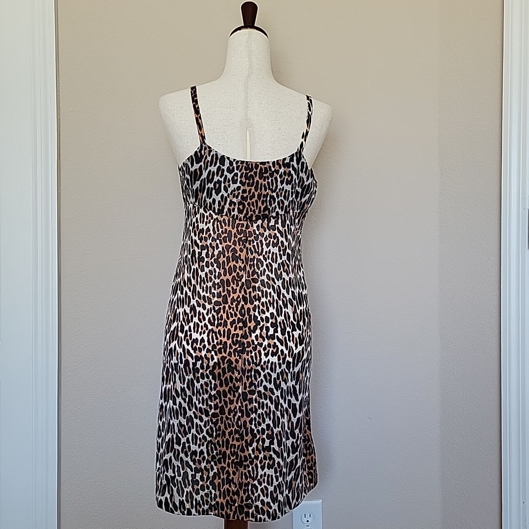 Vtg Vanity Fair Leopard Print Babydoll Slip Dress Size S USA Animal Rockabilly