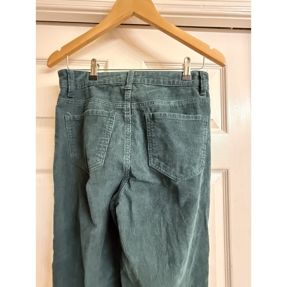 Cali 1850 Corduroy Pants Women 5 Teal Green High Rise Wide Leg Retro Boho