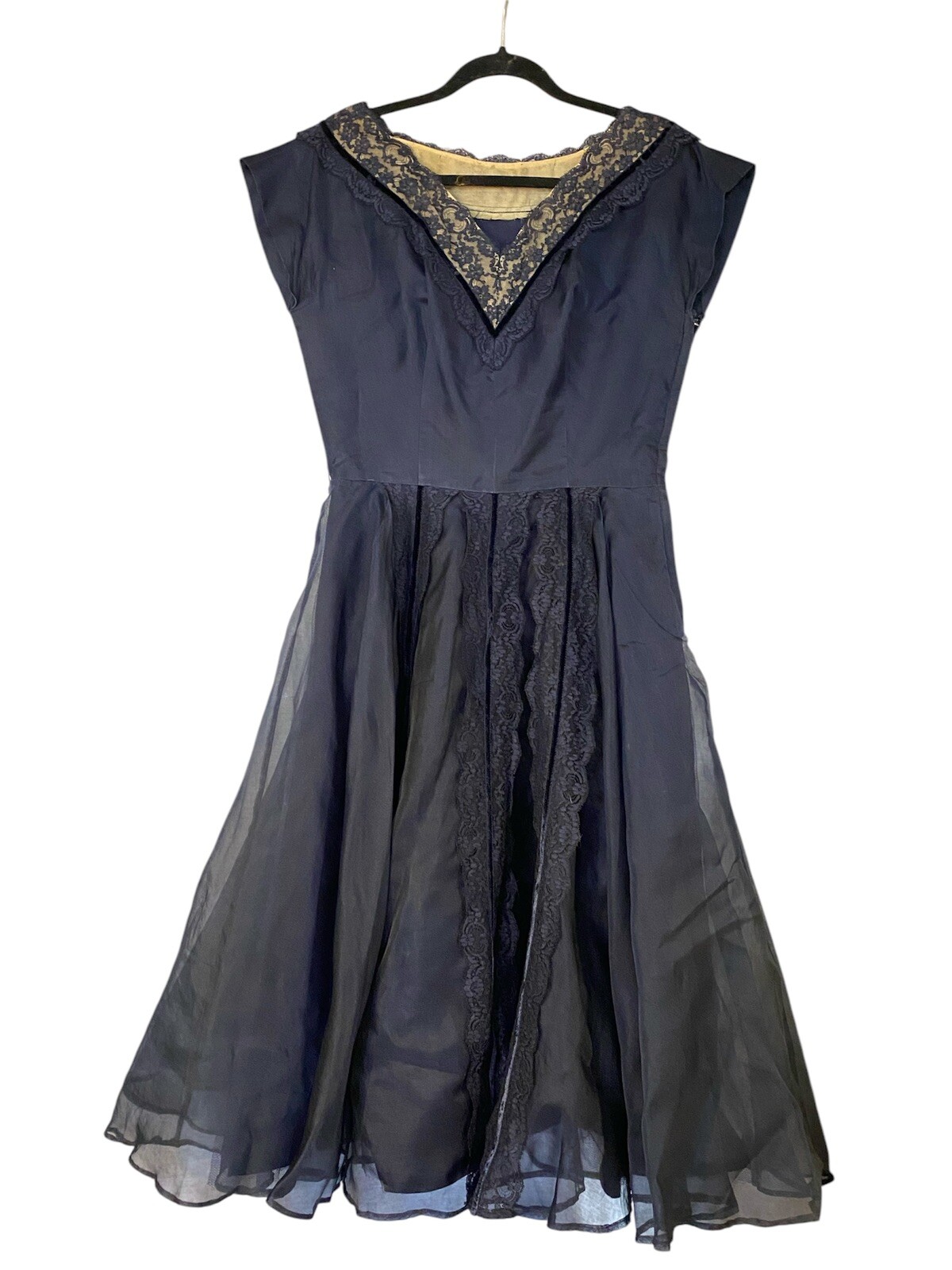 Vtg 50 60s Blue Party Cocktail Fancy Dress Womens Small Medium has defects *read