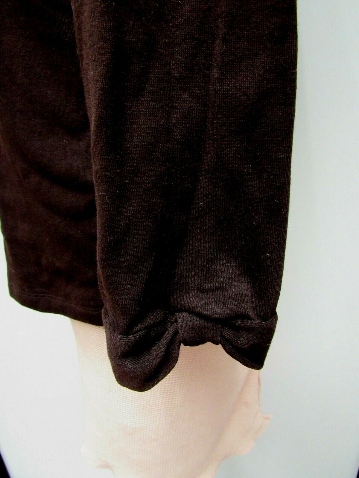 VTG 90s HAROLD’S Cotton Knit Top V Neck Dark Chocolate Brown L EUC