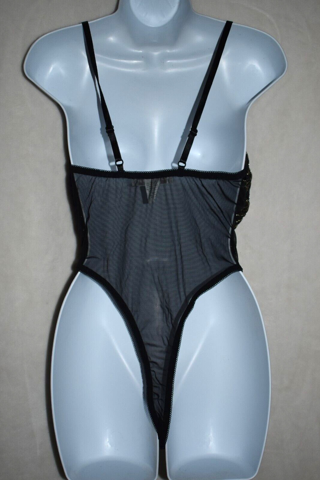 Vintage MAIDENFORM Velvet Gold Metallic Mesh Bodysuit Slip Teddy sz S