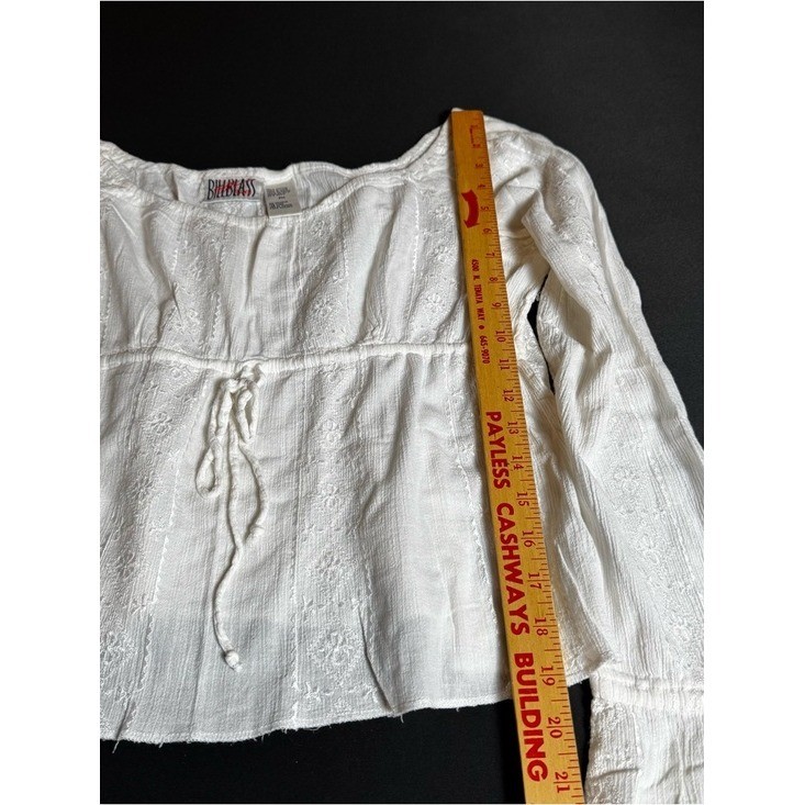 Bill Blass Jeans White Boho Peasant Crop Top PM Cottagecore Y2K