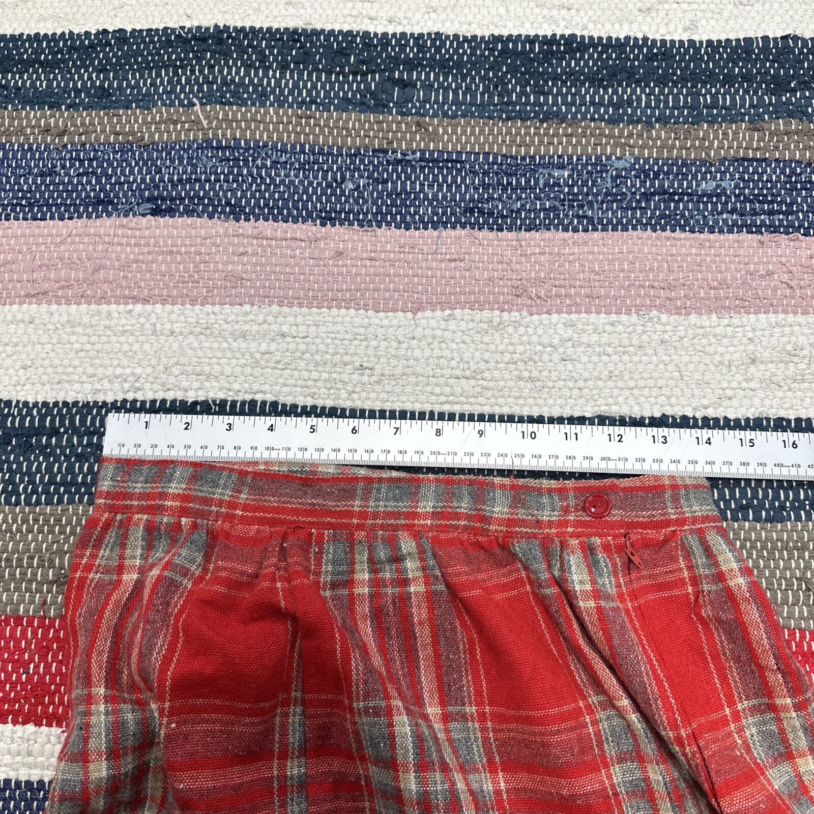Vintage Flannel Plaid Red Skirt 28×29” Brand Unknown
