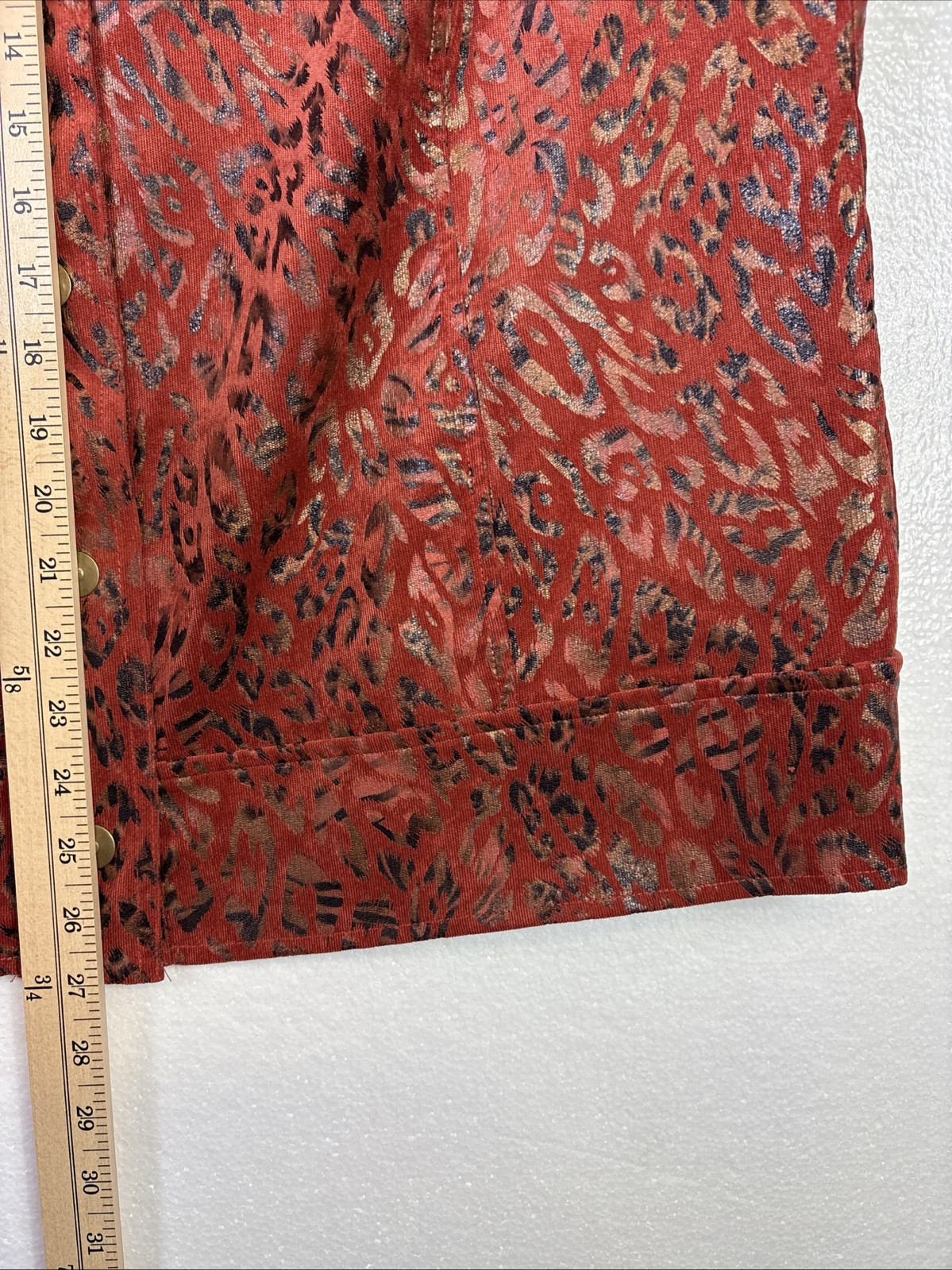 Company Collections Animal Print Top Womens Blouse Sz XL Rust Gold Black snap