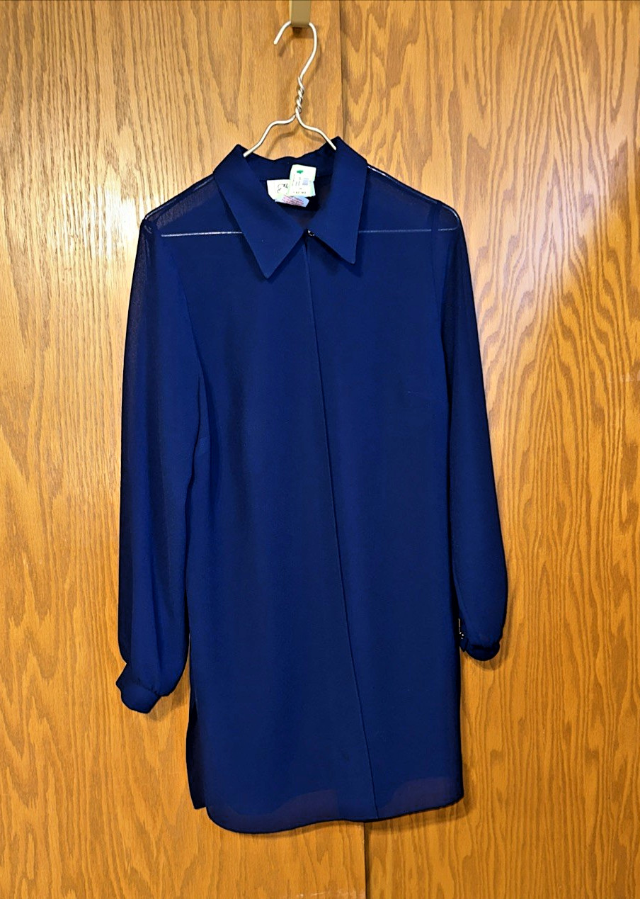 Vtg Florentine Brand Navy Chiffon Jacket Dress Size 10 – Canadian Midi Length