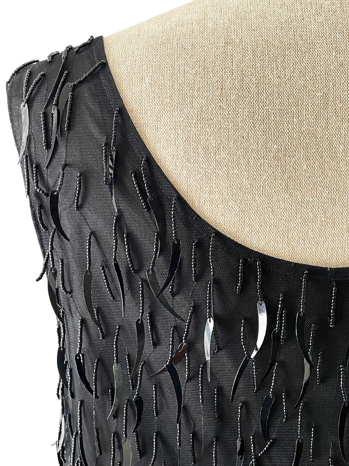 Vintage VIVIENNE TAM East Wind Code Tank Dress Black Beaded Sequined Size 2 (S)