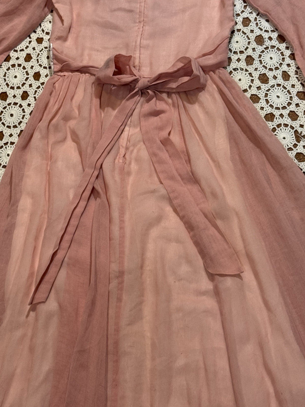 Vintage Gunne Sax Dress Maxi Pink Rose Sheer Lined Renaissance Romantic As Is