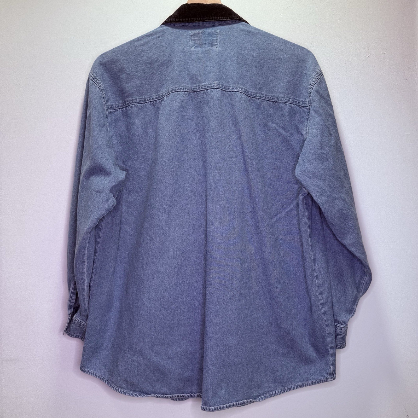 90s Let’s Quiz Again Ugly Christmas Denim Shirt Western Cowboy Cats L Cat Lady