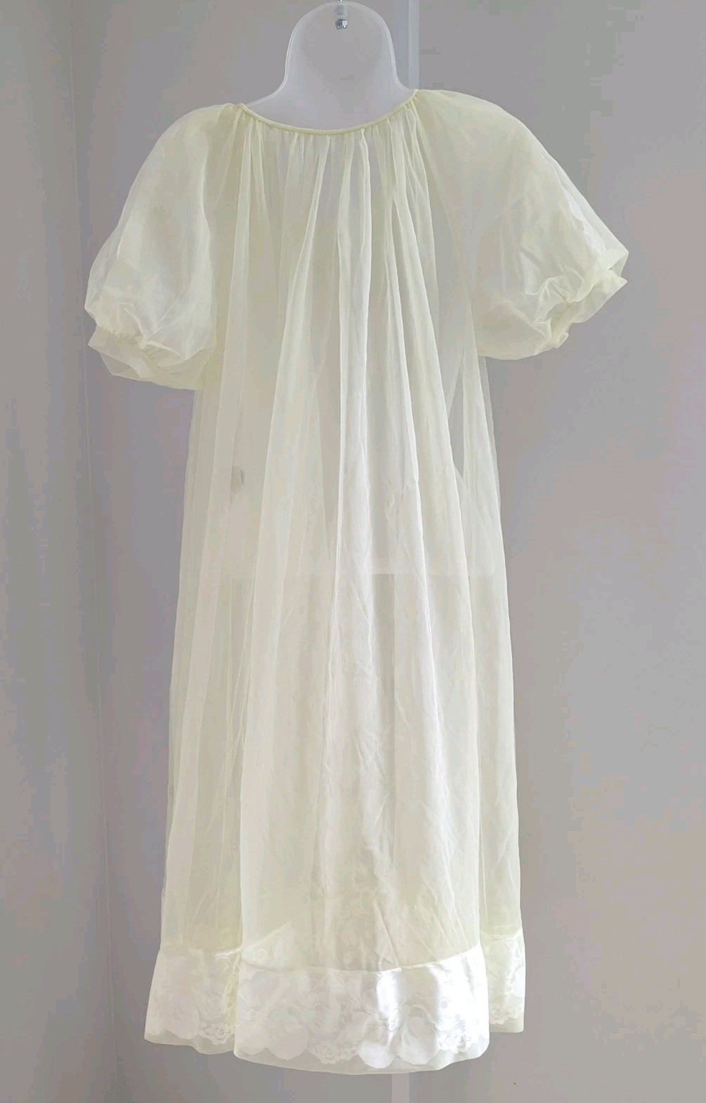 Vintage Miss Elaine Women Sheer 60s Peignoir Robe Chiffon Lace Sz M