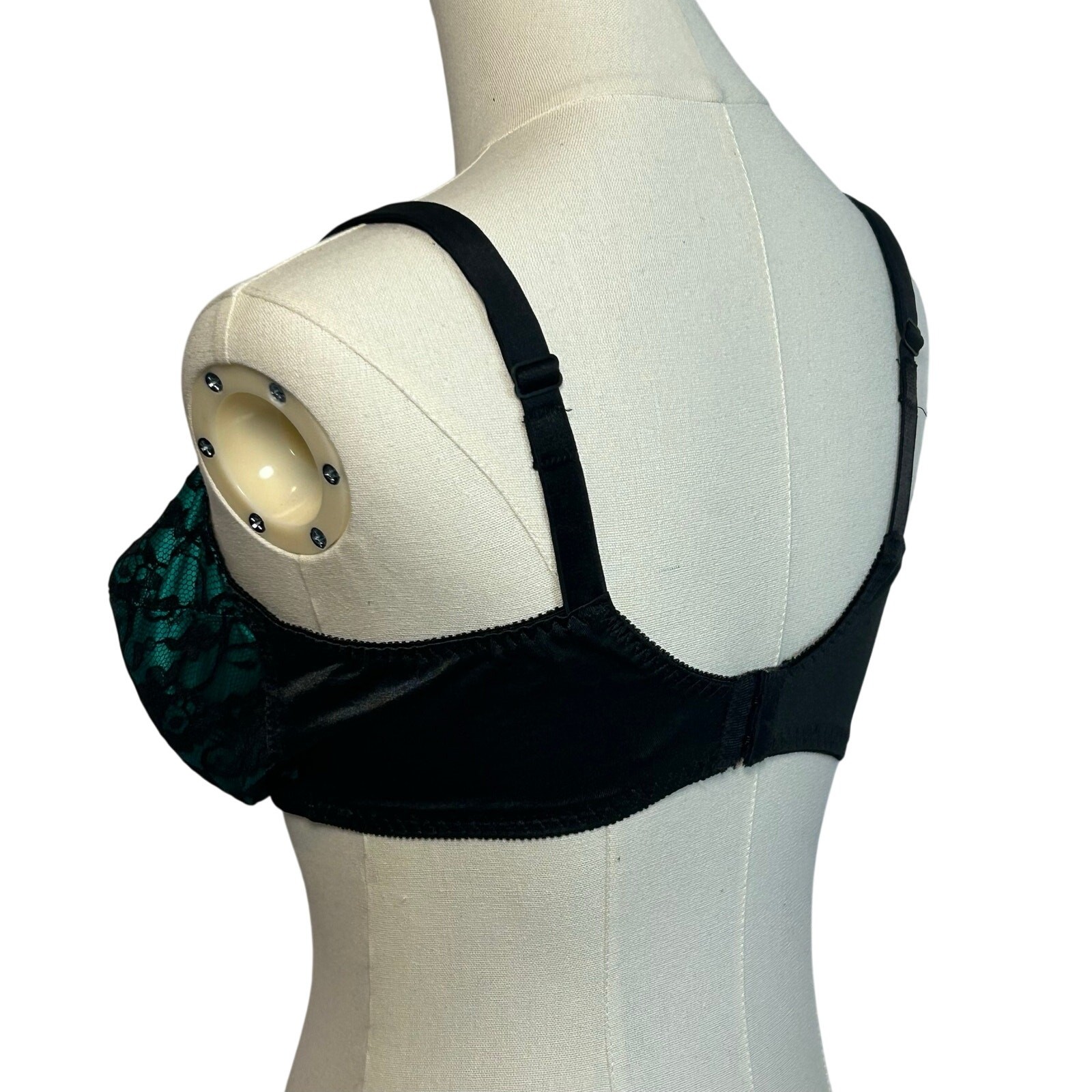 VTG 90s Bestform Black Lace Bullet Bra 38DD Retro Pinup Mid-Century