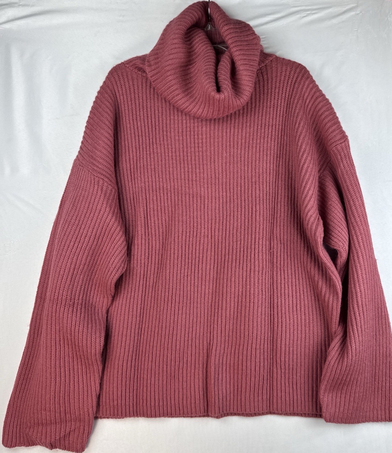 I.B. Diffusion Pink Chunky Knit Funnel Neck Sweater Womens 90s Wool Blend