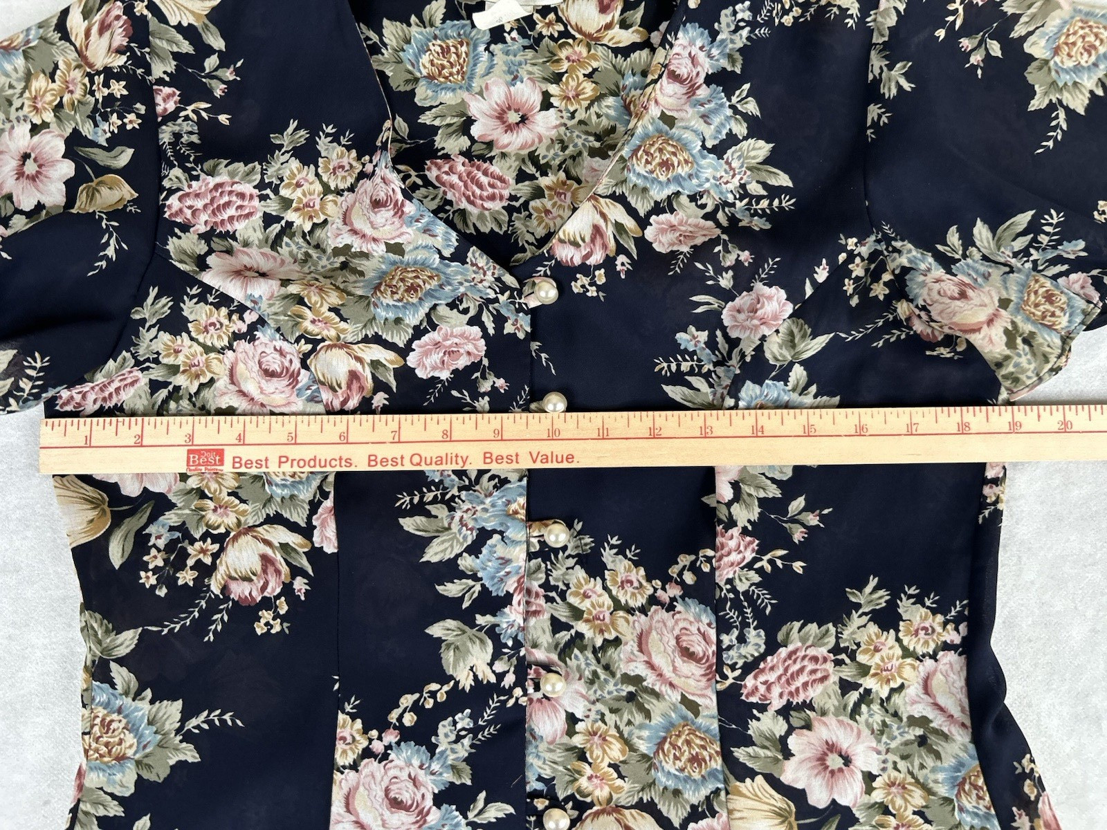 Vtg 90s CDC Womens Dress Sz 8 Navy Blue Floral Midi Button Front Cottagecore