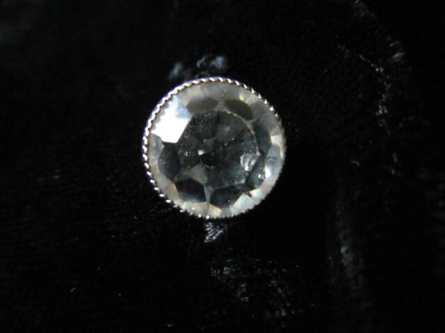 Black Velvet White Collar Cuffs Large Crystal Buttons Mini GoGo Retro VTG 1960’s