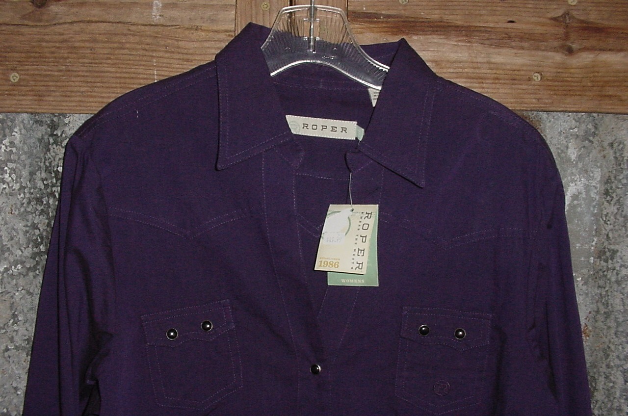 Roper Wear The West Purple Pearl Snap Western Rodeo XL Shirt Never Worn tag