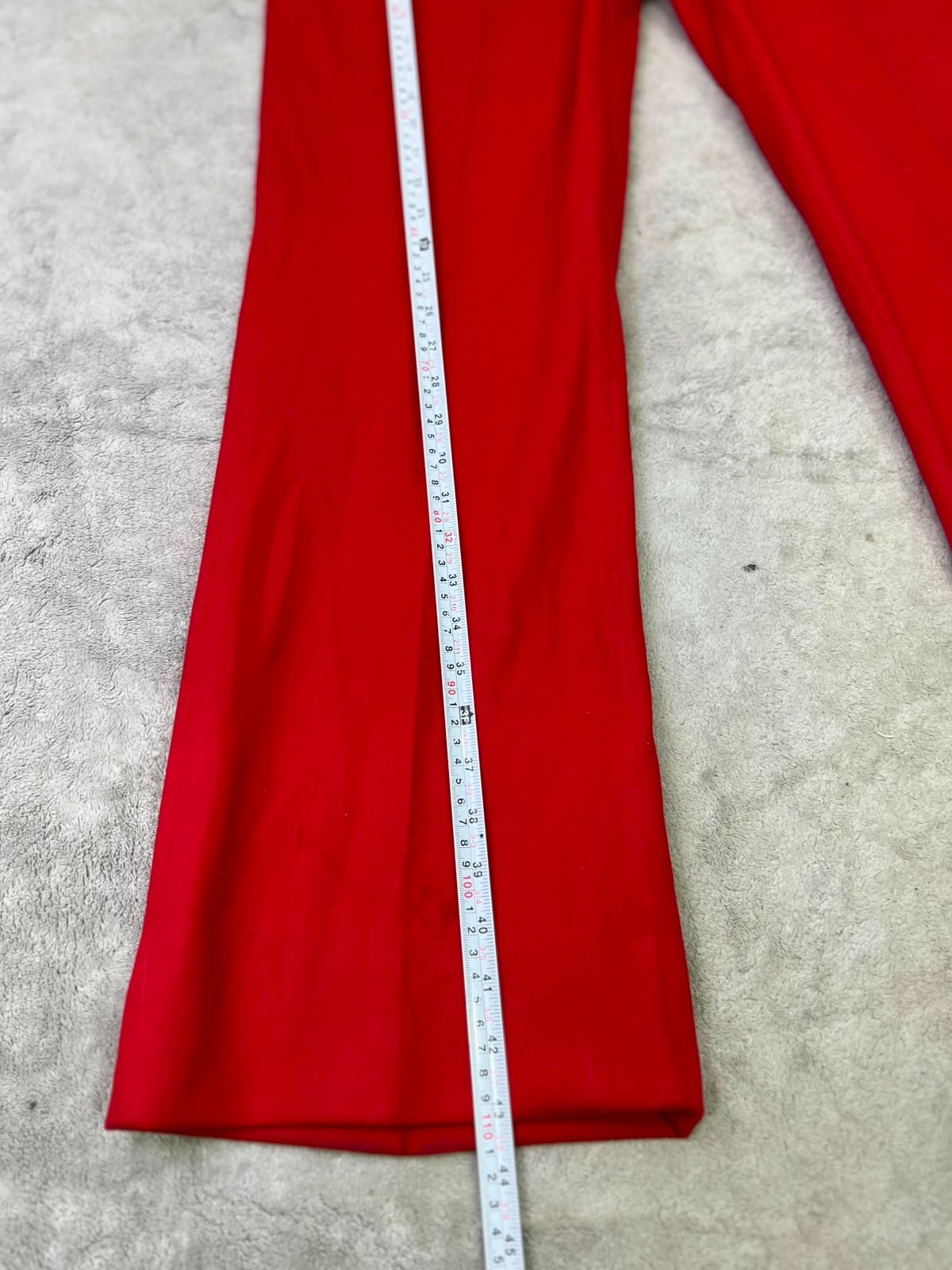 Vintage Alexander Shields 38 Red Polyester Flared Trousers 70s Bell Bottom Pants